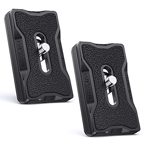 K&F CONCEPT Set of 2 Quick Release Plate Adapter 1/4 Inch Aluminium Tripod Mount for DSRL Camera Ball Head Tripod - color: Black 2 Pack
