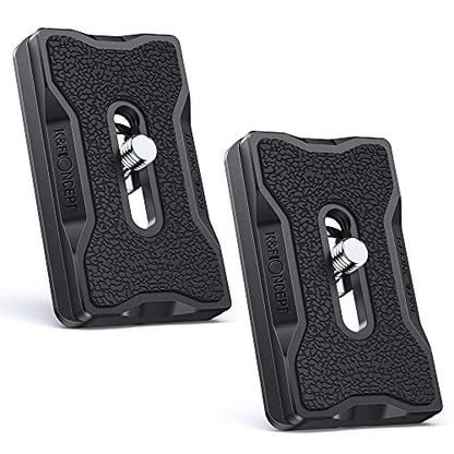 K&F CONCEPT Set of 2 Quick Release Plate Adapter 1/4 Inch Aluminium Tripod Mount for DSRL Camera Ball Head Tripod - color: Black 2 Pack