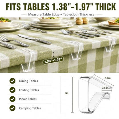 24 Pcs Clear Tablecloth Clips for Indoor Outdoor Tables, Windproof Plastic Table Cloth Holder Clips for Thick Tables, Transparent Picnic Table Cover Clip Clamps for Securing Tablecloths Large - size: Large