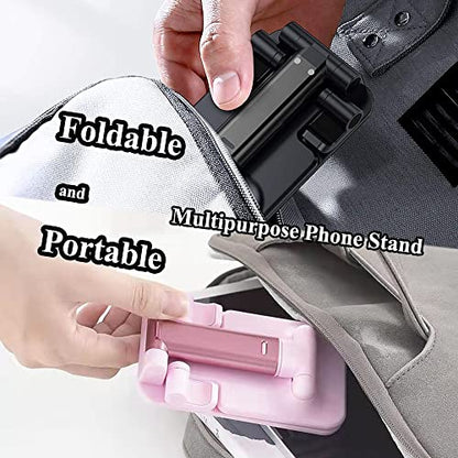 Meetuo 2 Pcs Cell Phone Stand for Desk, Adjustable & Foldable Phone Holder | Adjustable Angle Height, Fully Foldable&Portable, Compatible with iPhone/Smartphones - color: Pink+Black
