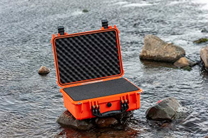 MEIJIA Portable All Weather Waterproof Camera Case With Foam,Fit Use of Drones,Camera,Equipments,Pistols,15.98x12.99x6.85inches - color: Orange
