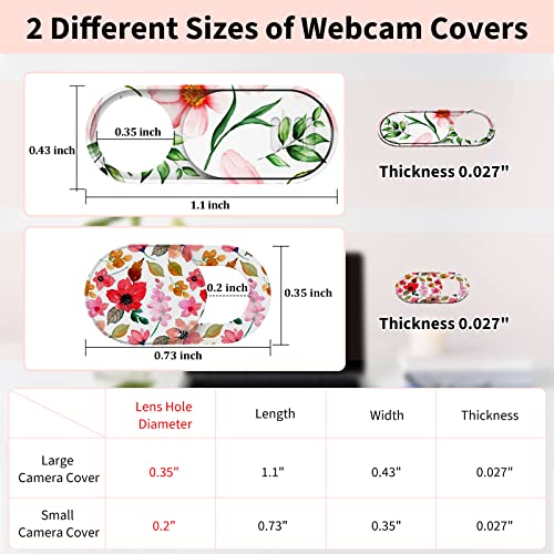 Laptop Camera Cover Slide Cute, Ultra Thin Webcam Cover for iPhone iPad MacBook Pro Computer iMac Cell Phone PC Accessories, Camera Blocker Slider, Great for Privacy - Flowers (3 Small+3 Large) - color: Flowes 6