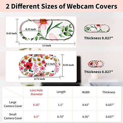 Laptop Camera Cover Slide Cute, Ultra Thin Webcam Cover for iPhone iPad MacBook Pro Computer iMac Cell Phone PC Accessories, Camera Blocker Slider, Great for Privacy - Flowers (3 Small+3 Large) - color: Flowes 6