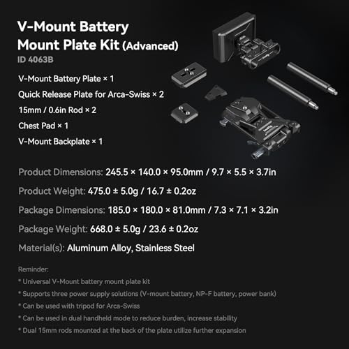 SMALLRIG Foldable V Mount Battery Plate for Sony FX3/A7 IV/A7S III, for Canon R5/R6, for Nikon Z8, with QR Plate for Arca, Dual 15mm Rods, Compact Camera Video Rig for NEEWER V Mount Battery PS099E - style: Advanced