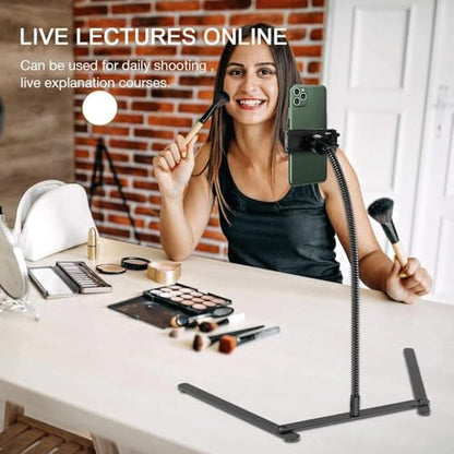 Gooseneck Phone Holder, Adjustable Overhead Phone Mount for Desk, Phone Stand for Recording Live Streaming, Mini Projector Stand Alternative, Overhead Tripod for Phone for Cooking Drawing Teaching