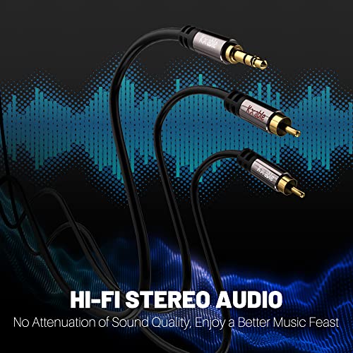 3.5mm to RCA Cable 25FT, 2 Male RCA to Aux Stereo Audio Adapter, Hi-Fi Sound Auxiliary RCA Y Splitter Cord, Shielded 1/8 to 2RCA Cable for Headphone, MP3, Tablet, Speaker, HDTV, Phone and More - size: 25 Feet