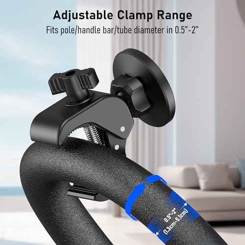 Magnetic Phone Holder Clamp Mount - 20 x N52 Strong Magnet Universal Mount | For Gym, Spin Bikes (Fits Peloton), Treadmills, Strollers, Golf Cart, Shopping Cart - Compatible with MagSafe iPhone 12 to 17
