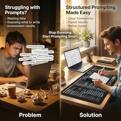 Chat GPT Cheat Sheet Desk Mat | How to Write an Effective Prompt Using Chatgpt, Copilot Cheat Sheet Lambock New Version Large Desk Pad for Keyboard and Mouse | 16x32 in NEW - size: New Version-16x32 in
