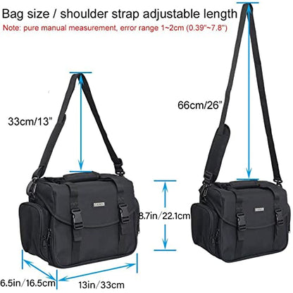 CADeN Camera Bag Case Shoulder Messenger Bag with Tripod Holder Compatible for Nikon, Canon, Sony, DSLR SLR Mirrorless Cameras Waterproof (Black, Small) - size: Small