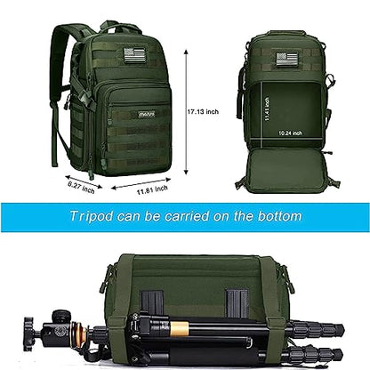 MOSISO Camera Backpack, DSLR/SLR/Mirrorless Tactical Camera Bag Case with Laptop Compartment Compatible with Canon/Nikon/Sony, Army Green - color: Army Green
