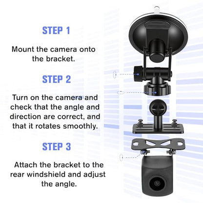 Rear View Mirror Mount Dash Cam Suction Cup Mount Adjustable Dashboard Windshield Monitor Mounting Bracket Holder for Rearview Mirror Reverse Camera Mounting for Truck Auto SUV