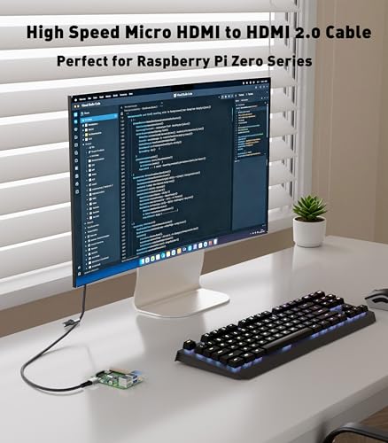 4K Micro HDMI to HDMI Cable 6FT, 4K@60Hz HDR High Speed HDMI Cord, Nylon Braided Compatible with GoPro Hero, Raspberry Pi 5/4, DSLR Camera, Laptop to TV - size: 6 Feet