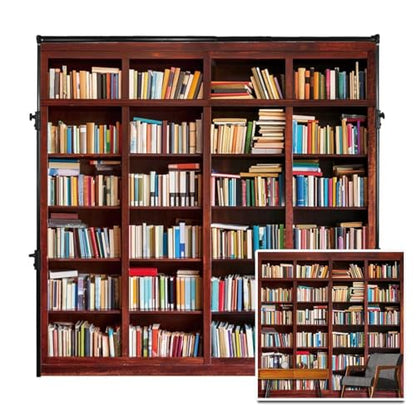 AOFOTO 6x6ft Bookshelf Background Bookcase Photography Backdrop School Library Book Store Kid Boy Girl Student Teen Portrait Office Zoom Meeting Photoshoot Studio Props Video Drape Seamless Wallpaper - size: 6x6ft
