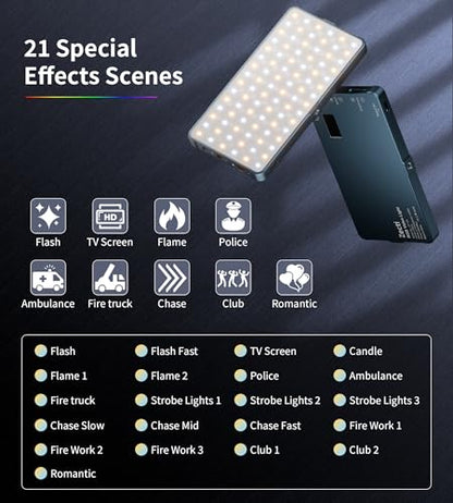 Selfie Camera Phone Light with Metal Hotshoe & Clip, 135 LED CRI 96+ 2500K-9900K 4000mAh RGB Video Light for iPhone, Cameras, Selfie, Video Conference, TikTok Live Streaming, Gifts for Women & Mom - size: 135 LED