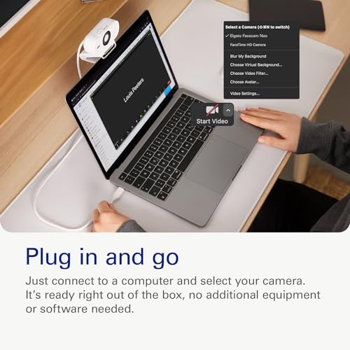 Elgato Facecam Neo, Full HD Webcam with Privacy Shutter | 1080p60 true HD video, HDR enabled, Plug and play setup, Easy-slide shutter, Zero-plastic packaging, USB-C