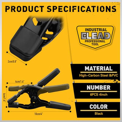 6-Piece Spring Clamps 4-inch Tarp Clamps Heavy Duty Woodworking Clips Spring Clips Metal Clamp Large Clamps Pool Cover Backdrop Stand Photograph Clamp