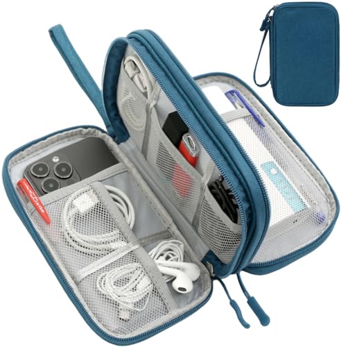 CAAORDKSO Electronics Organizer Travel Case, Water Resistant Cable Organizer Bag Cord Organizer Pouch for Cable, USB, Charger, Phone, Power Bank, Earphone, Electronics Accessories (Dark Green, Medium) - color: Dark Green, size: Medium