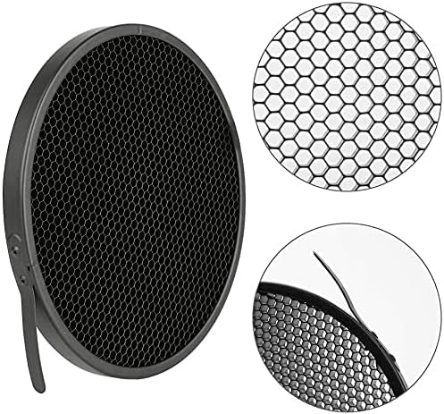 7" Standard Reflector Lamp Shade Dish Diffuser with 60° Honeycomb Grid for Bowens Mount Studio Strobe Flash Light Speedlite (with Soft Cloth)