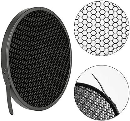 7" Standard Reflector Lamp Shade Dish Diffuser with 60° Honeycomb Grid for Bowens Mount Studio Strobe Flash Light Speedlite (with Soft Cloth)