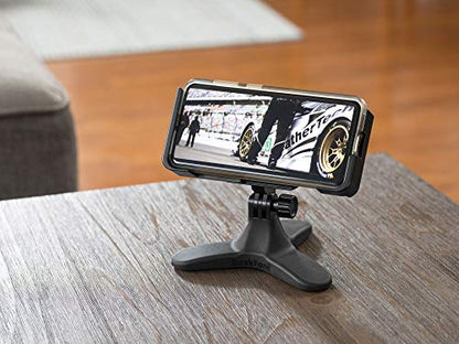 WeatherTech DeskFone Two View Universal Phone Holder for Flat Surfaces, Office, Kitchen, Nightstand - Black Metal Knobs - color: Black Metal Knobs