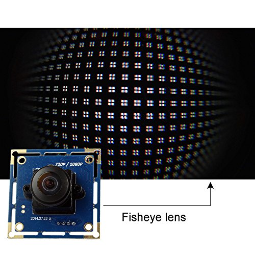 ELP USB Fisheye Camera - 180 Degree 1080P Wide Angle Webcam, High Speed 100fps for Windows, Linux, Android, Mac
