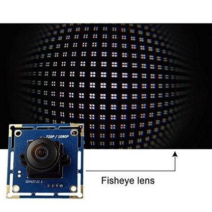 ELP USB Fisheye Camera - 180 Degree 1080P Wide Angle Webcam, High Speed 100fps for Windows, Linux, Android, Mac