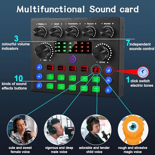 Podcast Equipment Bundle For 2, ALPOWL Audio Interface with Cardioid Designer BM800 Mic for Gamer and All-In-One DJ Mixer, perfect for Live Streaming, Singing, YouTube, Gaming