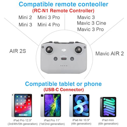 0.5FT USB C to USB C Remote Controller Cable for iPhone 17/16/15 Pro Max, DJI Mini 5/4/3 Pro, Mavic 4/3 Pro, Mini 2, Mavic Air 2/2S, RC-N1/RC 2/Pro to Tablet Cable 90 Degree OTG Data Cord Accessories - size: 0.5FT(6in), style: USB C to USB C