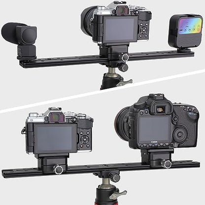 LEFTFOTO 400mm Lengthened Quick Release Double Dovetail Slide Rail Universal QR Plate, with ARRI Locating Hole, 1/4" & 3/8" Threads, Cold Shoe - for DSLR Camera Tripod Ballhead - size: 400mm