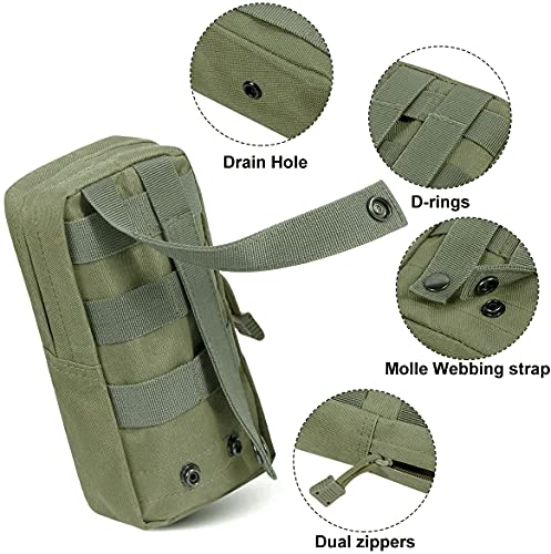 3 Pack Molle Pouch Combo Water Bottle Pouch Holder Tactical Molle Pouches Compact Utility Waist Bag Pack - color: Combo A:Green