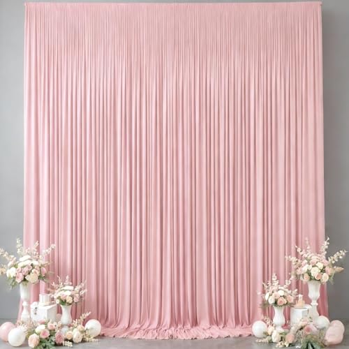 10x10FT Backdrop Curtains with Rod Pockets - Wrinkle Free Photo Stage Backdrop 2 Panels Curtains Drapes for Photography Wedding Party Baby Shower Decorations (Tea Rose) - color: Tea Rose, size: W5' x H10'(2 panels)