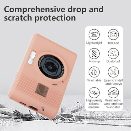 Case for Kodak PIXPRO C1 accessories,Soft Silicone Protective Case,Comes with 2 Screen Protectors and 1 Wrist Strap - light red - color: Rose red