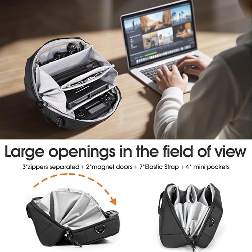 STARTRC VCR Carrying Travel Case for Insta 360 Luna Ultra Bag Accessories | Go Ultra X5 X4 Air Organizer Multilayer Storage Large Soft For DJI Osmo 360 Mobile8 7P Pocket 4 3 with Shoulder Strap