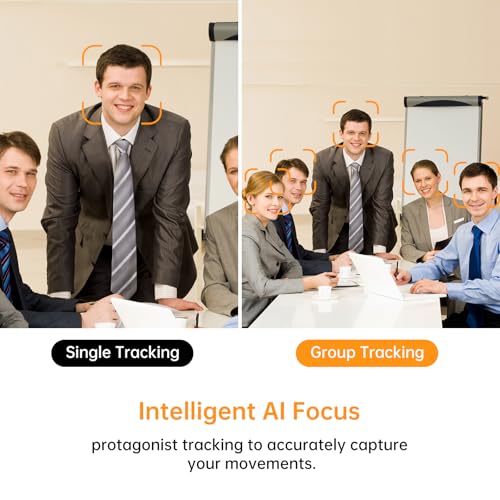 MT-VIKI 4K AI PTZ Webcam, Auto Tracking Gesture Control Camera, 1080P 60fps, 92° Wide Angle, 330° Pan 180° Tilt, TOF 0.2s Fast Focus, Dual Mic, USB-C for Streaming Meeting Online Class