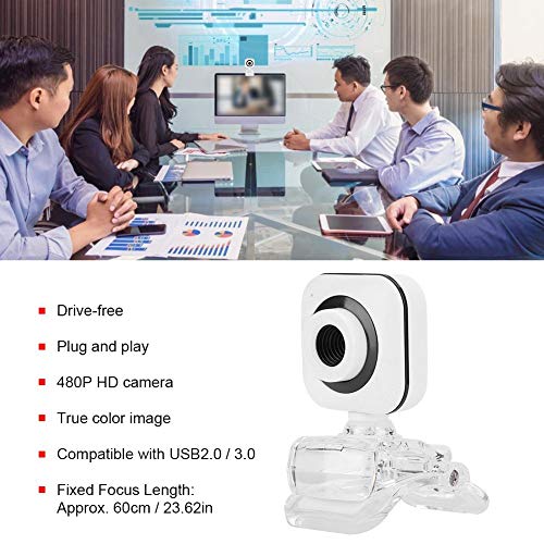 480P HD Camera, Built in Microphone Computer Camera Lens Rotatable, Support Live Webcast, Online Teaching, Video Conferences Meeting Webcam USB Desktop Laptop Camera for Live Streaming