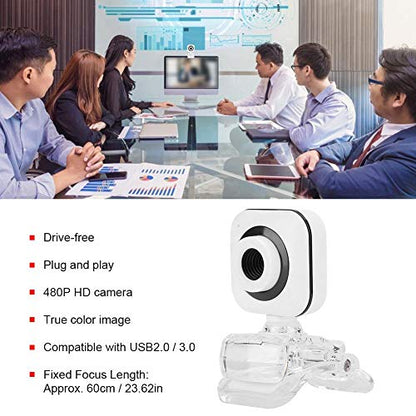 480P HD Camera, Built in Microphone Computer Camera Lens Rotatable, Support Live Webcast, Online Teaching, Video Conferences Meeting Webcam USB Desktop Laptop Camera for Live Streaming