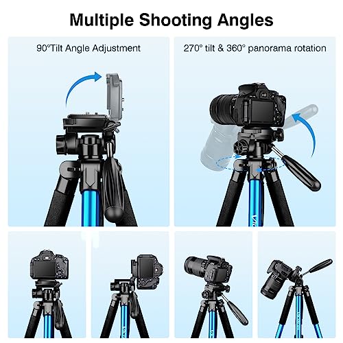 Victiv 72 inch Camera Tripod, Tall Tripod for Camera Cell Phone, Heavy Duty Camera Tripod Stand, Professional Aluminum Monopod, Compatible with Canon Nikon Sony DSLR Cameras - Blue - color: Blue
