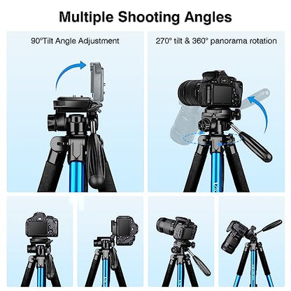 Victiv 72 inch Camera Tripod, Tall Tripod for Camera Cell Phone, Heavy Duty Camera Tripod Stand, Professional Aluminum Monopod, Compatible with Canon Nikon Sony DSLR Cameras - Blue - color: Blue