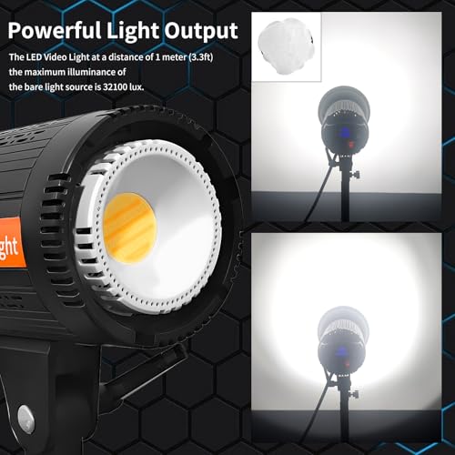 100W Bi-Color COB Photography Lighting Kit - Professional Studio Video Light with Softbox & Remote, 2800K-6500K, 32000 Lux for Portrait, Live Streaming, Content Creation