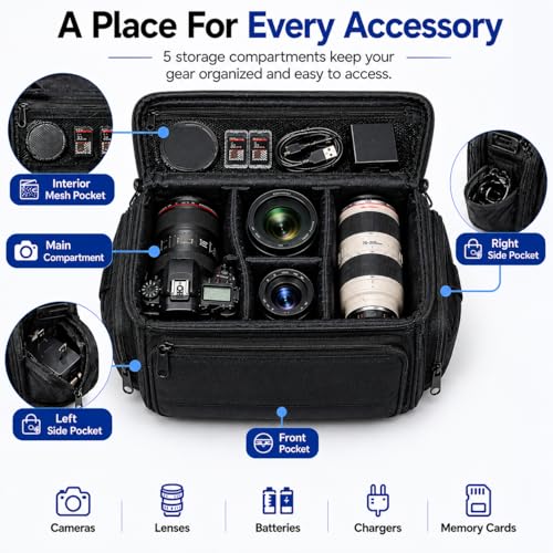 eCostConnection Extra Large Camera Bag Fully Padded Gadget Case with Dual Buckles for Sony,Nikon, Canon, Olympus, Pentax, Panasonic, Samsung & Many More SLR Cameras & Camcorders - size: Extra Large