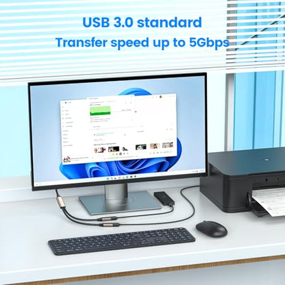 MOGOOD USB Splitter 1 in 2 Out,USB 3.0 Splitter Y Cable,Dual USB Port Extender Hub USB Male to Two Female Extension Cord Multi Port USB Extension Splitter Data Charging Split for Car,PC,TV,Laptop - size: 2pack