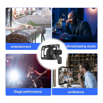 Tissting Microphone Shock Mount Mic Clip Holder with 5/8 to 3/8 Adapter -Universal USB Condenser Mic Isolation Clip for Studio Recording Podcasting Live Streaming