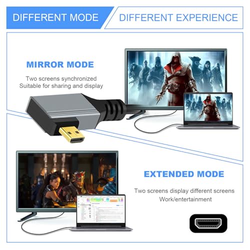Cable Micro HDMI 2.1 Male to HDMI Male 8K 60hz Stretch Coiled Cable Left Angled 90 Degree for HDTV Camera Laptop Monitor - style: Micro HDMI Left Angled