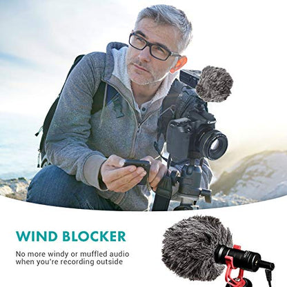 Movo WS-G9 Furry Outdoor Microphone Windscreen Muff for Portable Digital Recorders up to 3" X 1.5" (W x D) - Fits the Zoom H4n, H4n PRO, H5, H6, Tascam DR-40, DR-05, DR-07 and More (Dark Gray)