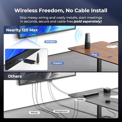 NEARITY 120 Max 4K Video Conference Camera with Microphone and Speaker, 8MP CMOS Video Conferencing System, 5X Zoom, Auto Framing, 4 Noise Cancelling Mics, 42ft Voice Pick Up for PC/Laptop/Smartboard