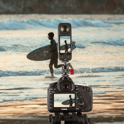HSU Cold Shoe Mount Adapter, Aluminum 1/4”-20 Screw Hole 360° Rotation Camera Tripod Mount for Insta360 X4/X3/X2/X/RS/R/GoPro/Sony/DSLR Camera Flash and Other Cameras, Black
