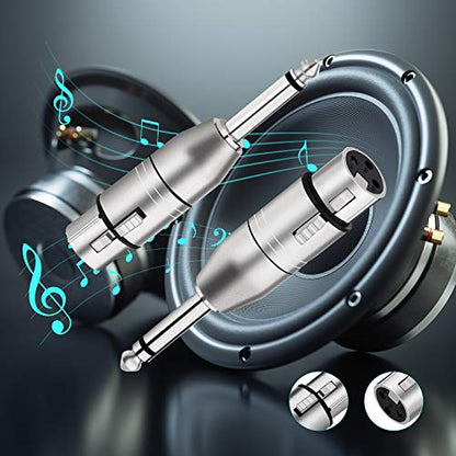 Tisino XLR Female to 1/4" TS Mono Adapter, Unbalanced Female XLR to Quarter Inch 6.35mm Male Adapters - 2 Pack - color: XLRF to 1/4" TS