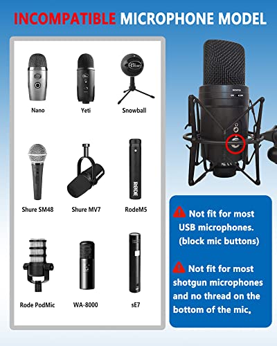 SUUNTOK Microphone Shock Mount Universal Mic Holder Spider Recording Mic Shockmount Stand Compatible with Many Condenser Mics Like Rode NT1-A NT2-A Procaster AT2020 MXL 990 770 U87 (Black) - style: Black Compatible with AT2020