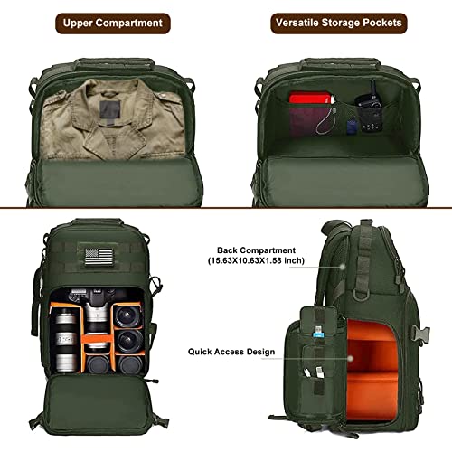 MOSISO Camera Backpack, DSLR/SLR/Mirrorless Tactical Camera Bag Case with Laptop Compartment Compatible with Canon/Nikon/Sony, Army Green - color: Army Green
