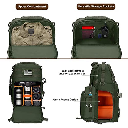 MOSISO Camera Backpack, DSLR/SLR/Mirrorless Tactical Camera Bag Case with Laptop Compartment Compatible with Canon/Nikon/Sony, Army Green - color: Army Green